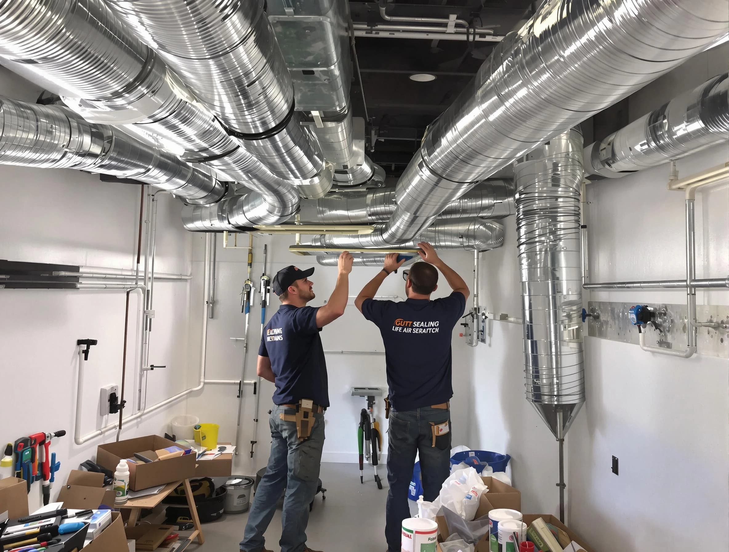 Franklin Park Air Duct Cleaning technician applying professional duct sealing solutions in Franklin Park