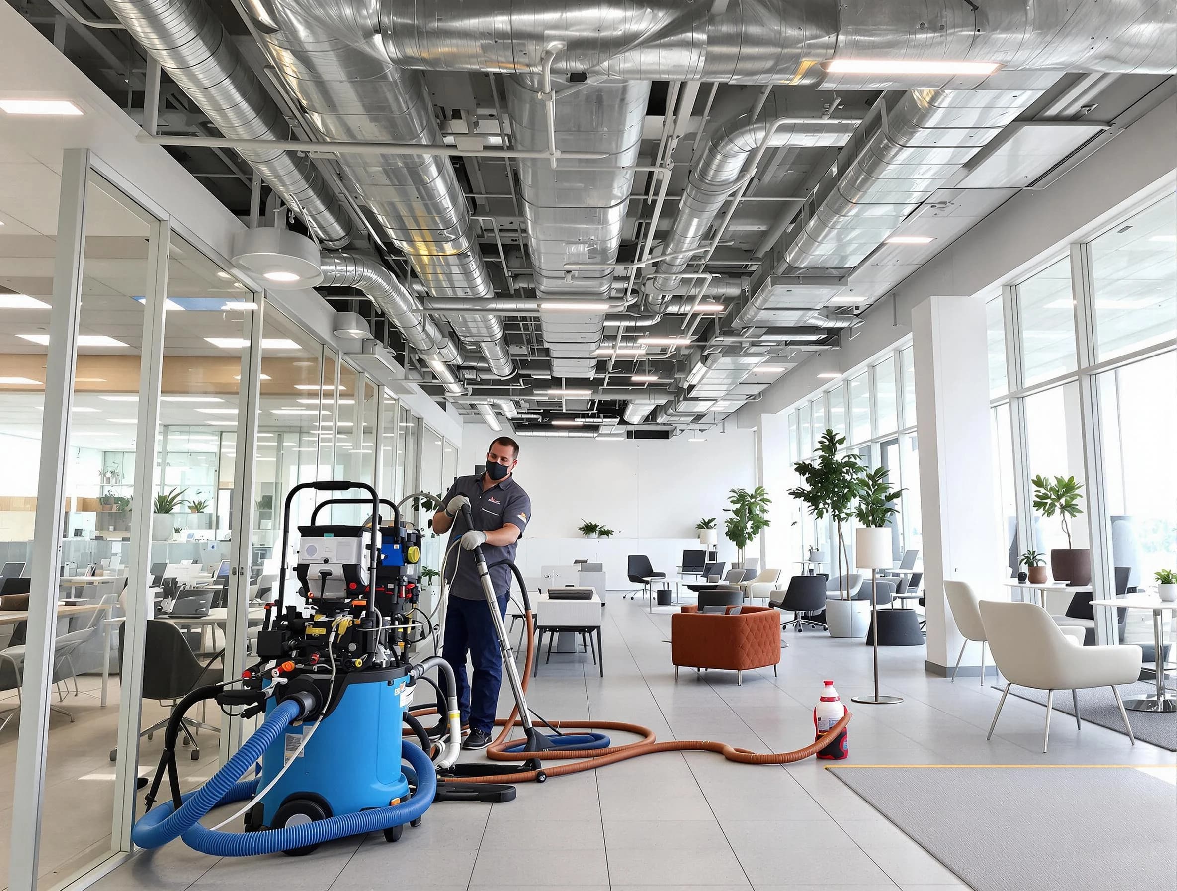 Franklin Park Air Duct Cleaning team conducting comprehensive commercial duct cleaning at a business location in Franklin Park