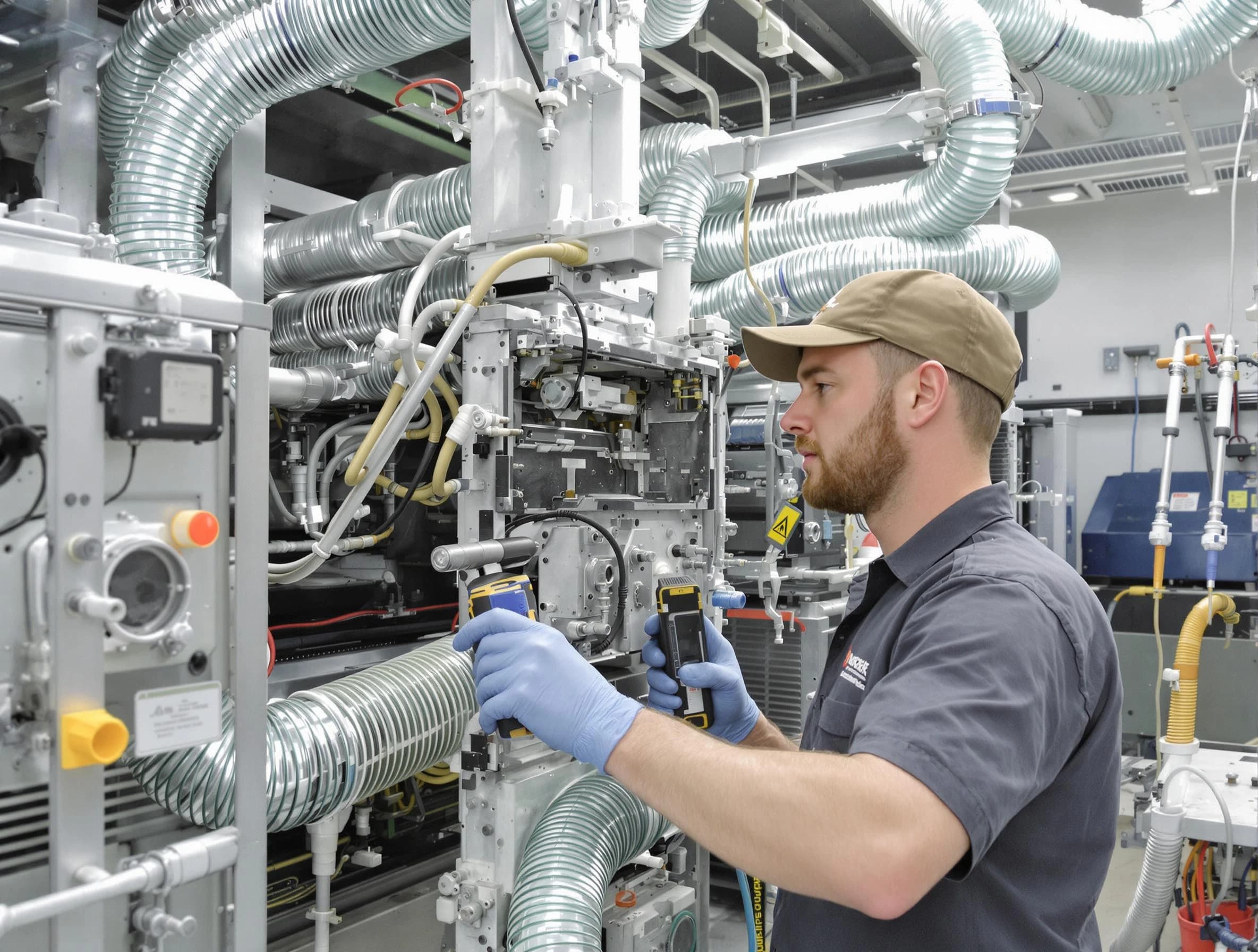 Franklin Park Air Duct Cleaning technician performing precision commercial coil cleaning at a business facility in Franklin Park