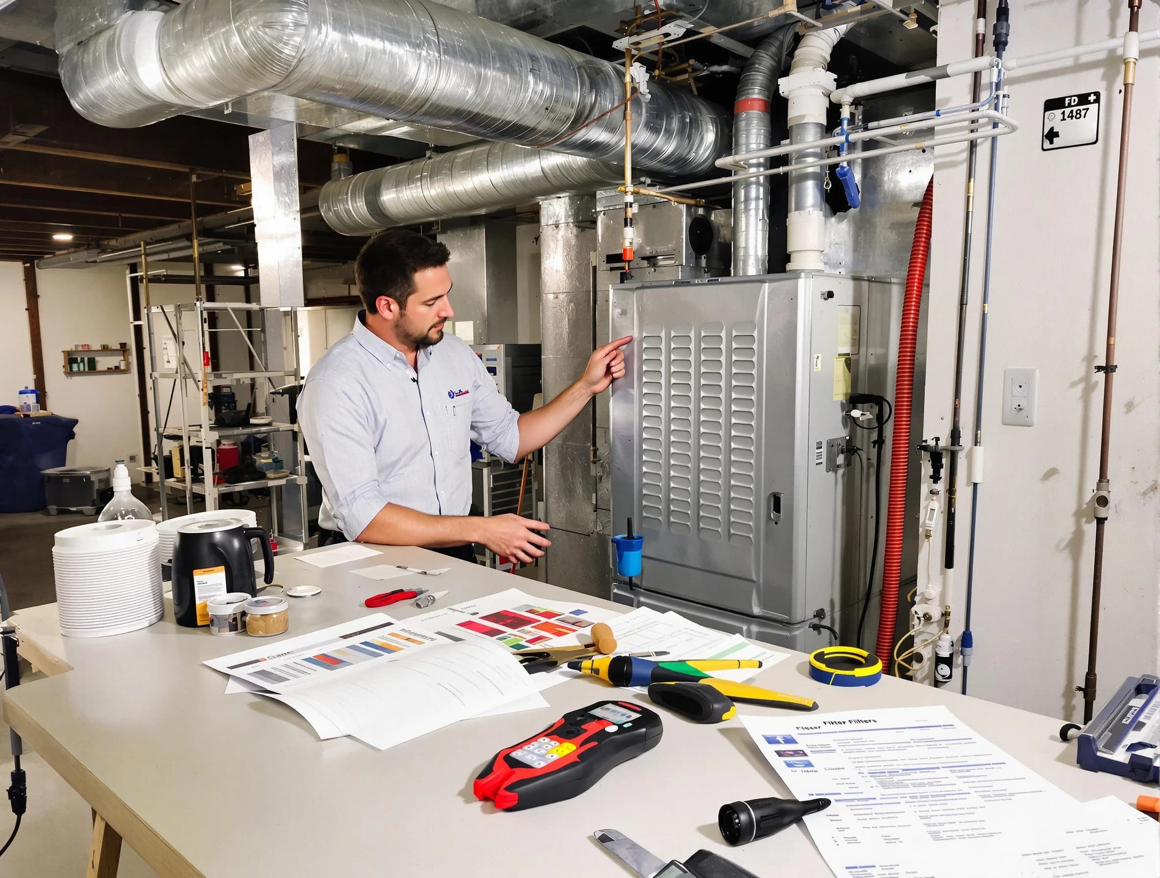 Franklin Park Air Duct Cleaning inspector conducting detailed filter system evaluation using professional diagnostic tools in Franklin Park