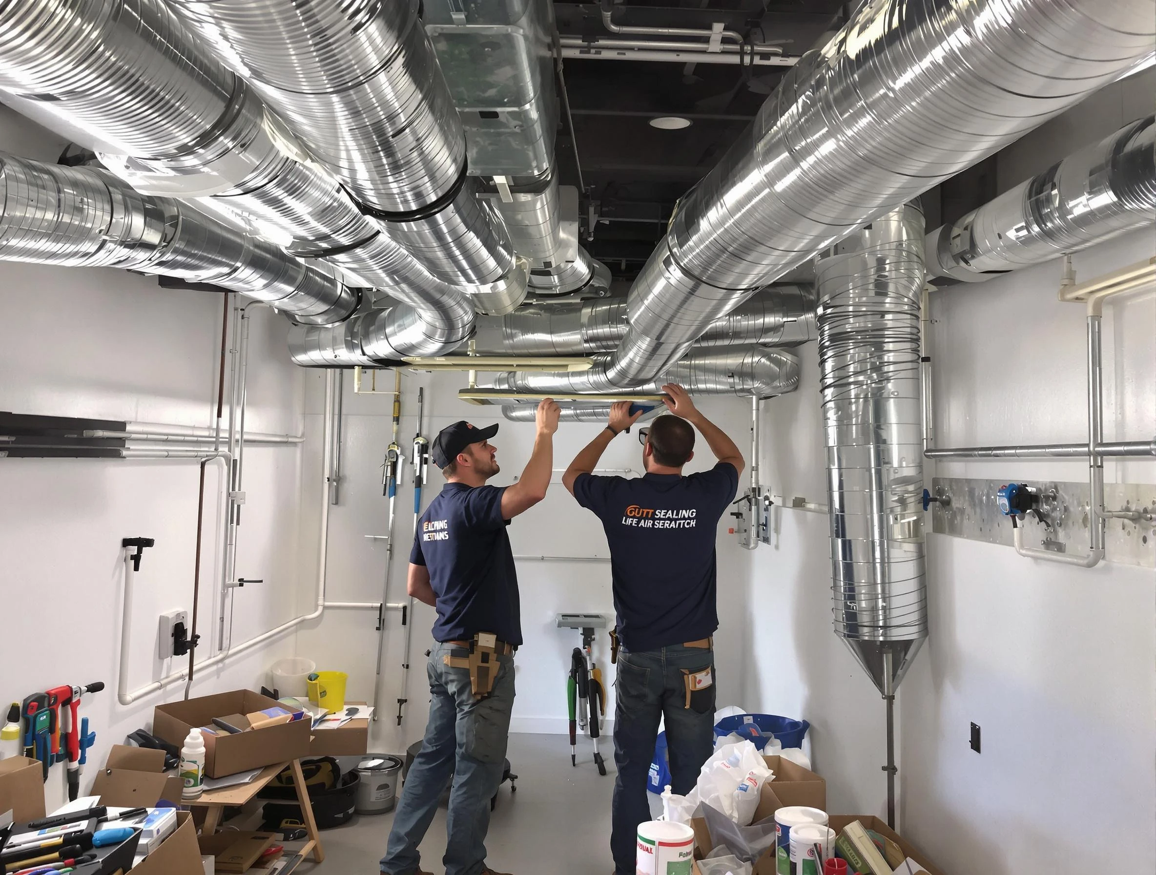 Franklin Park Air Duct Cleaning technician applying professional duct sealing solutions in Franklin Park